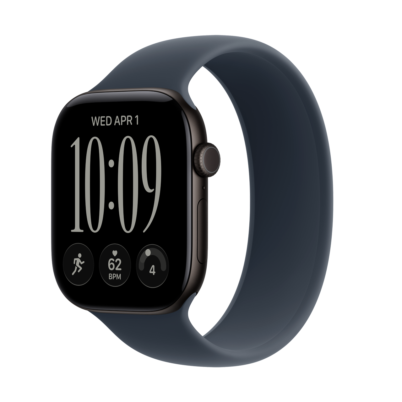 Apple Watch Series 12 (GPS) 46mm Black Aluminum with Navy Blue Solo Loop